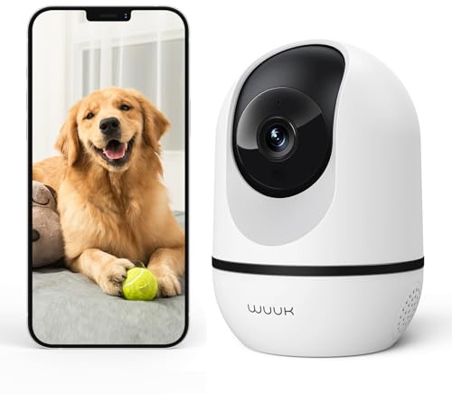 WUUK 4MP Indoor Security Camera, Pan Tilt Cam for Baby Monitor, Wi-Fi Home Security Pet Camera for Dog or Cat, Motion Detection & Tracking, Night Vision, 2-Way Audio, Compatible with Alexa & Google