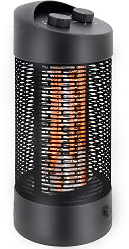 Outsunny Chauffage électrique infrarouge 6 à 8 m² et IP54 chauffage d'appoint sans CO₂ chauffage extérieur chauffage de jardin oscillation 180° minuterie 600/1200 W tube chauffant double - noir