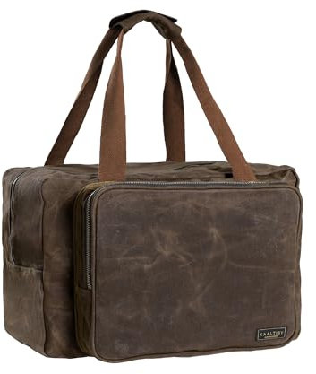 16oz gewachstem Canvas Werkzeugtasche – Robuste Zipper Tool Storage Bag mit 3 Fächern & gepolstertem Griff (Grau) – Gartentasche für Gartenarbeit, Drahtschneider & Schlüssel