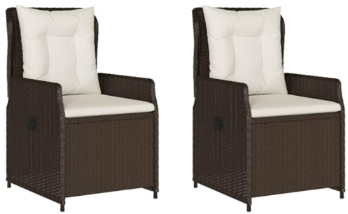 vidaXL Chaises inclinables de Jardin Lot de 2 Marron résine tressée, Fauteuil de Jardin inclinable, Fauteuil inclinable de Jardin, Chaise inclinable d'extérieur