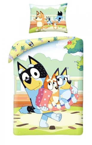 Bluey Verde Funda Nórdica Cama 90 140x200 + Funda Almohada Bingo Bandit