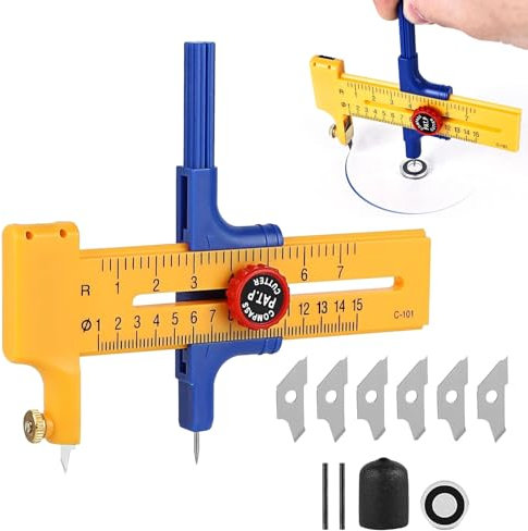 Kreisschneider Papier,1-15cm Circle Cutter,Geeignet FüRkreiszeichner,Kleine Kreise,Kann Zum Schneiden Von Papier,Pappe,Leder Verwendet Werden,Professionelles Zirkelmesser