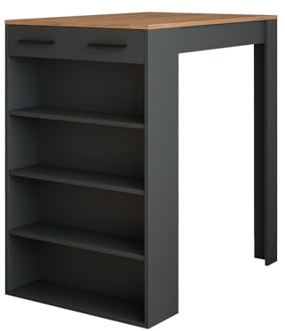 Vicco tavolo bar alto Repose, Rovere dorato/antracite, 67 x 100 cm, per l'utilizzo come tavolo alto con ripiani regolabili