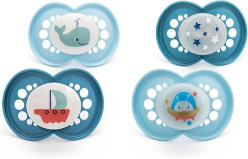 MAM Original Day & Night Dummies, 18-36M, 4 Pack, Orthodontic Design, Blue