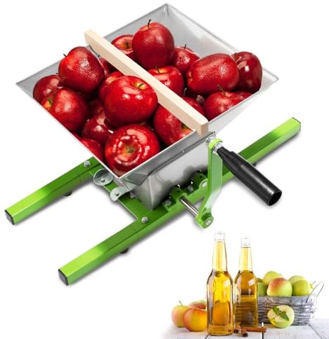 FIVMEN Molinillo de frutas manual de 7 l, acero inoxidable con manivela, prensa de manzanas, trituradora de frutas, triturador de uvas, molinillo de bayas, molinillo para uvas, bayas, manzanas