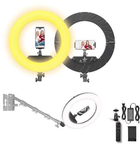 JJ JIANJIN 18 inch Ring Light Kit,55W,NO Wall Mount Triangle Boom Arm (18)