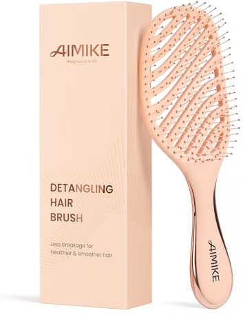 AIMIKE Detangling Brush, Wet Dry Vented Detangler Brush w/Soft Bristles, Pain-Free Detangle Hairbrush Loosens Stubborn Tangles, Extra Gentle on Sensitive and Fine Hair, for Women & Kids