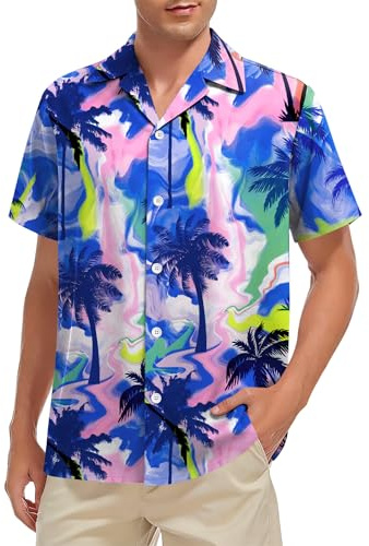VVNTY Hawaii skjorta män fritid button down beach skjorta män sommar kortärmad Hawaii-skjorta topp