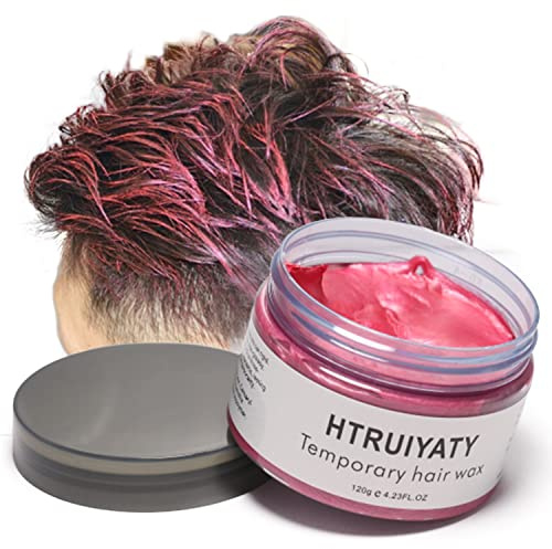 Haarfarbe Wachs, einmalige temporäre Modellierung natürliche Farbe Haarfärbemittel Wachs, temporäre Frisur Creme, Styling-Wachs für Party, Cosplay, Party, Maskerade, Nachtclub, Halloween (rot)
