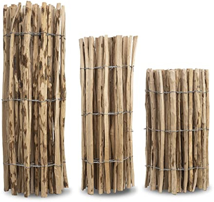 MC.Sammler Recinzione a bastoni in nocciola, in 26 misure, altezza 50 cm – 150 cm, lunghezza 5/10 m, recinzione in legno (altezza: 60 cm x lunghezza: 500 cm, distanza tra i listelli: 7-8 cm)