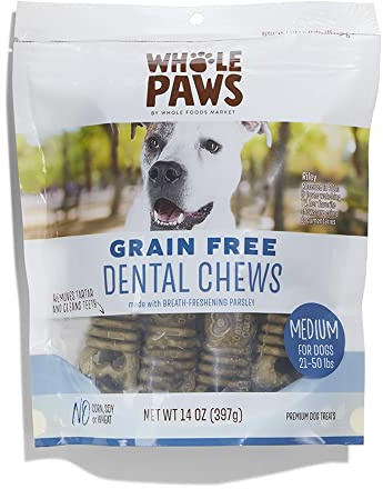 Whole Paws, Grain-Free Dog Dental Chews, Medium (For Dogs 21-50 lbs), 14 Ounce