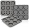 Palksky (3PCS) 9 Cup Bite Size Chocolate Almond Peanut Butter Cup Mold/Fat Bombs Snack Baking Pan/Mini Silicone Cookie Candy Mold for Brownie, Jello, truffle