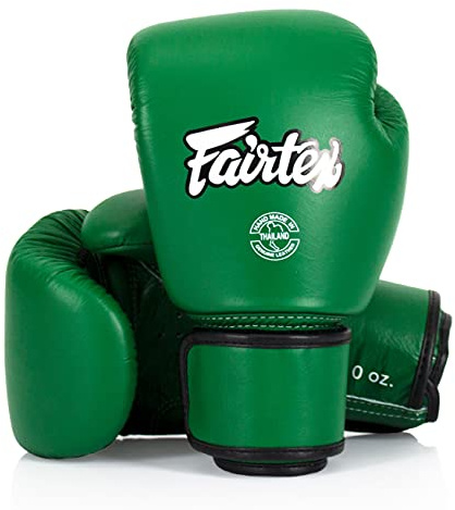Fairtex BGV16 Leather Muay Thai Boxing Gloves (Forest Green, 16 oz)