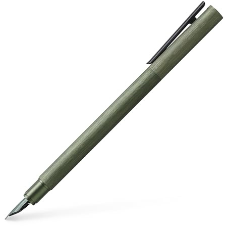FABER-CASTELL 146153 - Fyllpenna Neo Slim Aluminium, pennspets B, olivgrön, 1 reservfyllpenna