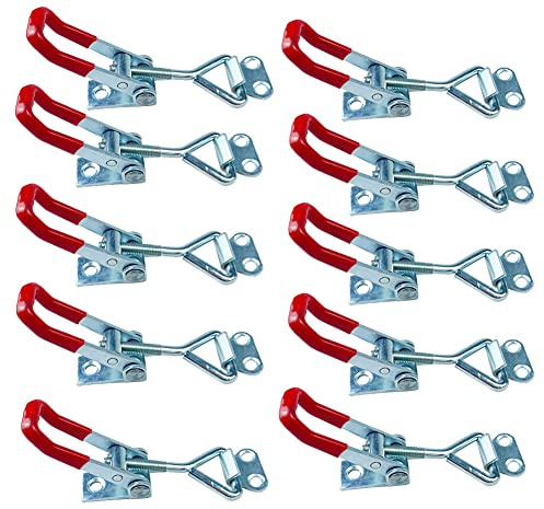 10 Pièces Loquet a Bascule, Acier Inoxydable Sauterelle de Serrage, Sauterelles de Menuisier Peut Transporter 100 kg, Fermeture à Levier, Loquet à Bascule Convient aux Tiroirs Armoires Boîtes Portes