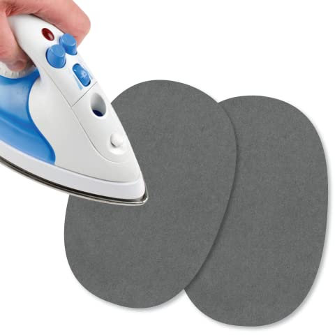 USIT, 2 Stück Mini-Flicken zum Aufbügeln aus Wildlederstoff, 13x9 cm, Ideal zum Ausbessern von Hosen, Jacken und Hemden, Unveränderliche Farben, Grau