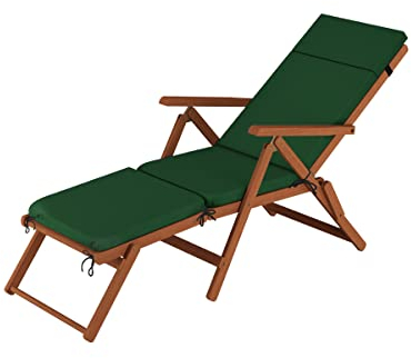 Erst-Holz Deckchair, Balkonstuhl, Klassische und robuste Balkonliege mit wählbarem Zubehör V-10-200, Ausstattung Liegestuhl:Polster grün