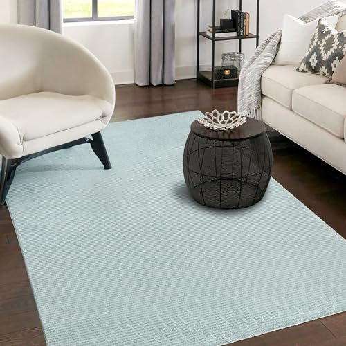 payé Teppich Wohnzimmer - Türkis - 160x230cm - Meliert Muster - Einfarbig - Hoch Tief Effekt - Kurzflor Weich Schlafzimmer Kinderzimmer Dekoration - Deko Teppiche