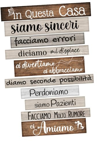 STICKER DESIGN Wall Stickers Adesivo Murale Frase in questa Casa Aforismi Adesivi Murali Decorazione interni Frasi Citazioni Decorazioni Murali Casa Cucina Regole della Casa Amarsi Misura 60 x 90CM