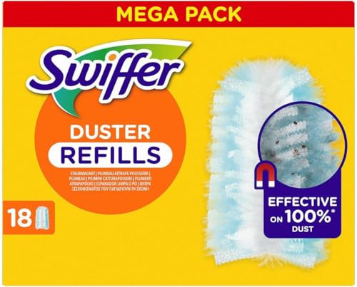 Swiffer Duster - Recambios para Plumero atrapapolvo, 18 Piezas, atrapan y atrapan hasta 3 Veces más Polvo y Pelo Que un edredón Tradicional