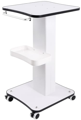 Kalolary Chariot de Salon de beauté, Chariot Roulant avec roulettes, Plateau d'instruments de beauté, Chariot à roulettes avec Plateau pour Salon de beauté (Blanc et Noir)