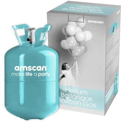 Helium Ballongas für 30 Ballons | Heliumflasche Set mit Knickventil für Luftballons + Folienballons | Geburtstag Party Hochzeit Flasche