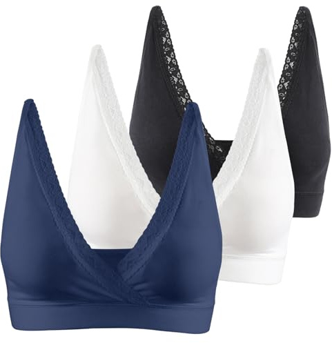 COLOMI Soutien-gorge d'allaitement en dentelle pour la maternité, Soutien-gorge d'allaitement sans coutures pour dormir sans armatures en coton pour l'allaitement, XL