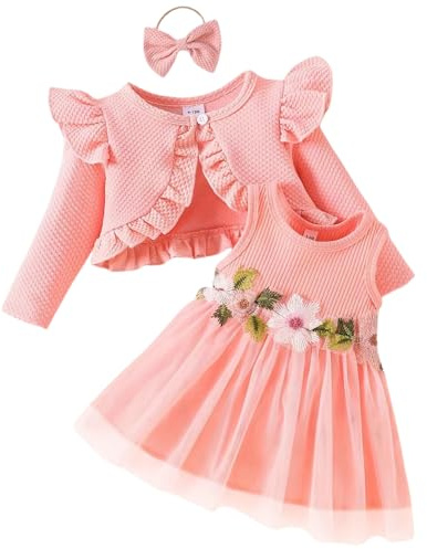 Yoolhamy Flickor klänning och koftor set långärmad bomull prinsessan Tutu klänningar med kappa Outfit för flickor