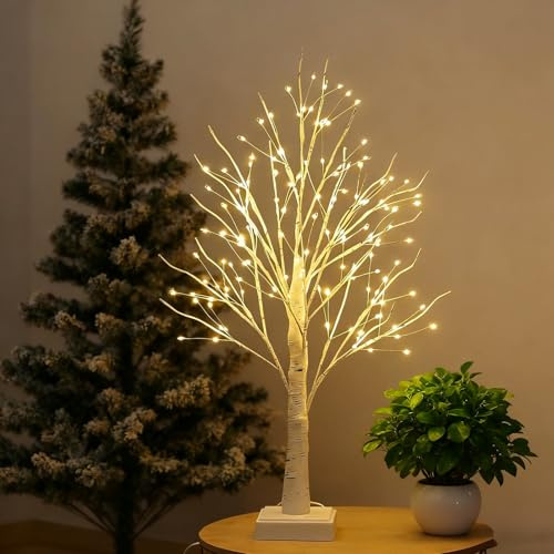 144 LED Birch Tree Lights,Tabletop Bonsai Fairy Light Spirit Tree,DIY Artificial Tree Lamp with Timer USB/Battery Powered for Bedroom Christmas Home, Wedding, Holiday Decor (Warm White)