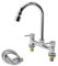 Bridge Kitchen Sink Mixer Tap,2 Hole Deck Mounted Cold and Hot Mixer Tap,360° Swivel Spout,Dual Handle Sink Chrome Faucet,with 60cm Water Hose,for Kitchen/Bathroom