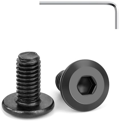 Tunejoy 20 Pezzi Viti a Testa Piatta M6 x 12 mm Nero Vite a Testa Esagonale Bulloni in Acciaio Inox A2 V2A Bulloni per Mobili con Chiavi a Esagono Filettatura Completa