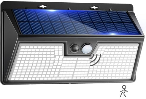 vighep Solar Security Lights Outdoor Motion Sensor, 318LED Super Bright Led Solar Powered Light with 3 Lighting Modes, IP65 Waterproof Wireless Pir Wall Lights for Outside Garden Fence Yard Path