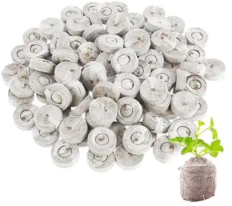 Selbstversorgerladen 100 Stück Kokossubstrat-Quelltabs natürliche Kokos Quelltabletten Anzuchterde Growtabs Aussaat Quelltabs torffrei