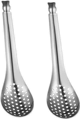GLEAVI 2pezzi Cucchiai Forati Per Cucinare in Acciaio Inossidabile Rete Sottile Per Filtraggio Rapido Per Preparazioni Culinarie Domestiche e Professionali