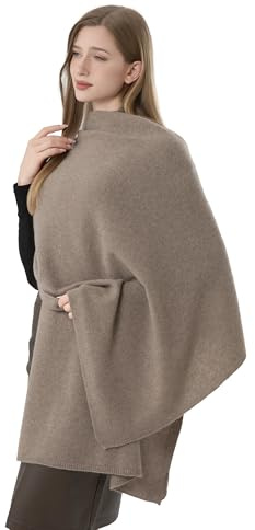 HOPETLA 100% Cashmere Wrap Warm Soft Knitted Scarf Stole for Women Airplane Travel Blanket 87x28 in Extra Large Pashmina (Taupe)