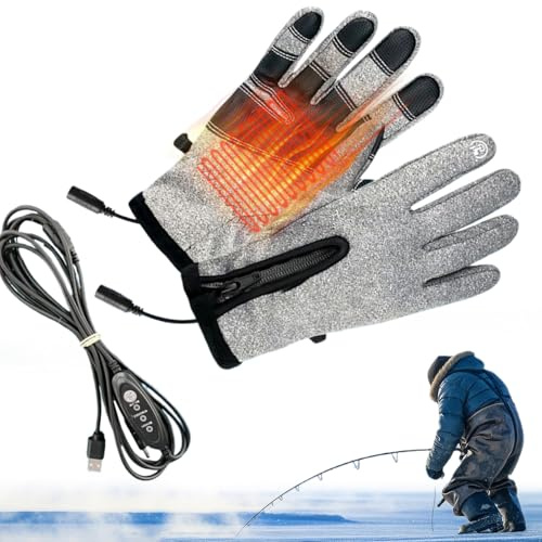 Doiyislem Guantes calefactables para hombre – Guantes térmicos USB para invierno con función táctil, 3 niveles de calor para hombre y mujer, viajes en moto, deportes, viajes,