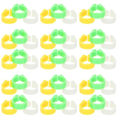 Hohopeti 300 pièces Anneaux Identification pour Pigeons et Volailles Bagues Plastiques Durables pour Pattes de Perroquets Pigeons et Poulets Multi-Couleurs Vert Blanc Jaune Marquage