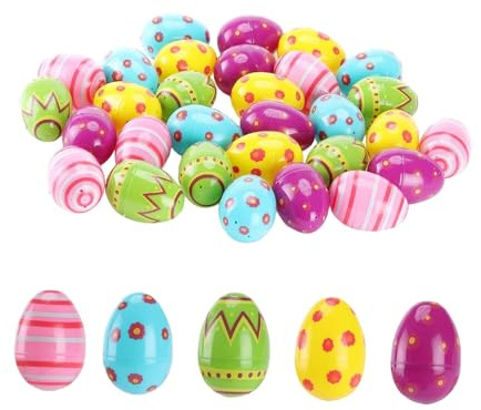 Amagogo 36 Piezas de cestas de Huevos de Pascua rellenables, Brillantes, de 2,3 Pulgadas, Coloridas, para Rellenar Bolsas de Regalo, Regalos de Pascua para