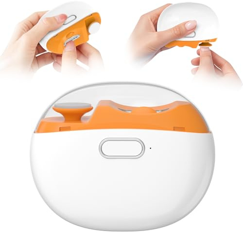 Tagliaunghie Elettrico, 2026 Nuovo Automatico Taglia unghie con Luce LED con 2 Velocità, 3 in 1 Tagliaunghie Elettrico Portatile per Unghie, Nessun Rumore, per Neonati, Adulti, Anziani - Orange