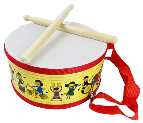 Harilla Tambour pour Enfants Percussion Instrument Bois Main Tambour Jouet Musical Baguettes Apprentissage Sensoriel Fonction Danse Enseignement Adapté Enfant, Dessin AnimÉ