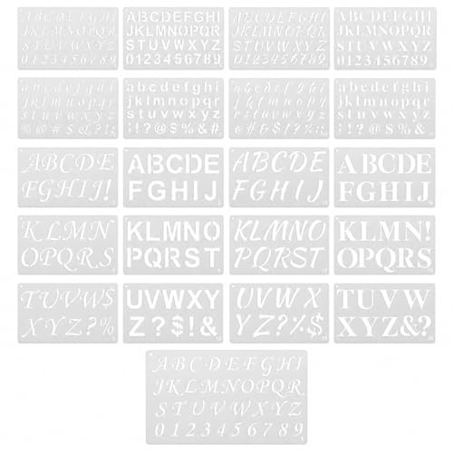 20 Pcs Letter Stencils for Crafts Reusable, Letters Calligraphy Stencilss | Number and Alphabet Stencils for Card Making Painting Writing Walls DIY Arts and Crafts