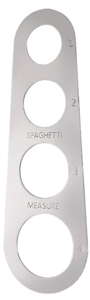 Herramienta de medición de espaguetis de acero inoxidable, regla rápida con cuatro tamaños de porción para medir con precisión en la cocina, utensilio de cocina para platos perfectos (plata, 18 x 6 cm