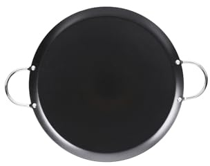 IMUSA 11in Carbon Steel Nonstick Round Comal with Metal Handles, Black