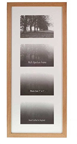 Wall Space Multi Photo Picture Frames - Multiple Photos 7x5 Frame To Fit 4 Photos - SOLID OAK - REAL GLASS - Four Photo's 7 x 5 inch