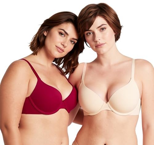 Curve Muse Extra stor storlek för kvinnor Full täckning Vadderad Bygel-bh-2-Packa-Naken,Röd-90B
