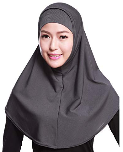 WOWOWO Damen Hijab 2 Stück einfarbig Amira Jersey Muslim Hijab weiche Baumwolle Stretch Kopftuch