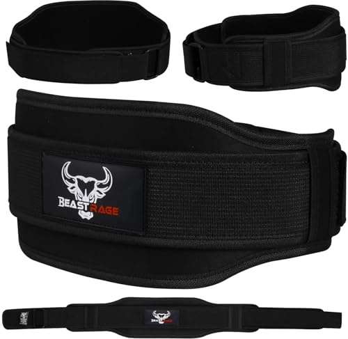 BEAST RAGE Cinture Pesi Fitness Palestra Cintura Sollevamento doppia Resistenza 5,5 Imbottita Neoprene bodybuilding esercizio allenamento cintura uomo e donna, supporto per base S