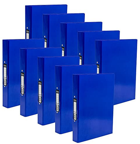 Pukka Pad, Brights A4 Ringbinder Files with 2 O-Ring Mechanism – 10 Pack – 40mm Spine with Customisable Label for Large Amounts of Documents – 32 x 26.3mm, Navy Blue