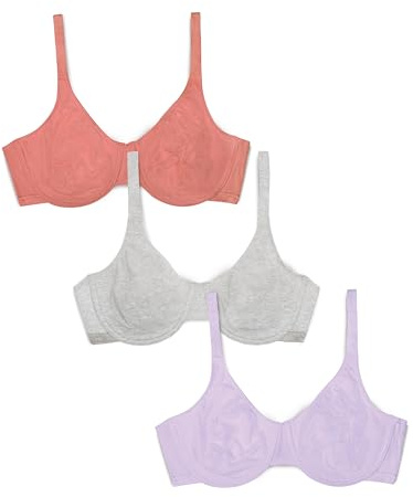 Fruit of the Loom Women's Cotton Stretch Unlined Underwire Bra Multi-Pack