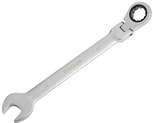 DAKCOS 18mm Flexible Head Spanner Dual Heads Ratchet Combination Wrench Spanner Chrome Vanadium Steel